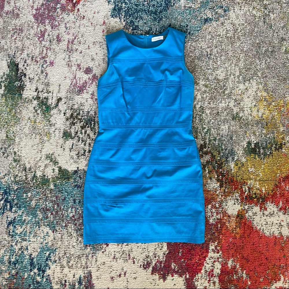 blue calvin klein mini shift dress